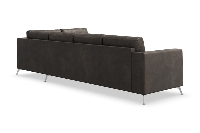 Ocean Lyx 4-seters Høyrevendt L-formet Sjeselongsofa i Kunstlær - Mørk grå - Møbler - Sofaer - Sofaer med sjeselong - 4 seters sofa med divan