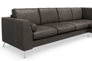 Ocean Lyx 4-seters Høyrevendt L-formet Sjeselongsofa i Kunstlær - Mørk grå - Møbler - Sofaer - Sofaer med sjeselong - 4 seters sofa med divan