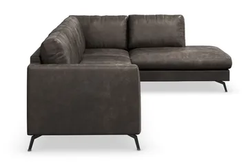 Ocean Lyx 4-seters Høyrevendt L-formet Sjeselongsofa i Kunstlær - Mørk grå - Møbler - Sofaer - Sofaer med sjeselong - 4 seters sofa med divan