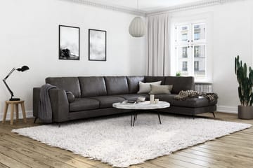 Ocean Lyx 4-seters Høyrevendt L-formet Sjeselongsofa i Kunstlær - Mørk grå - Møbler - Sofaer - Sofaer med sjeselong - 4 seters sofa med divan