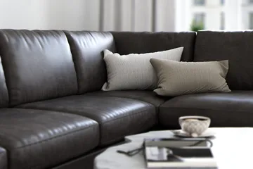 Ocean Lyx 4-seters Høyrevendt L-formet Sjeselongsofa i Kunstlær - Mørk grå - Møbler - Sofaer - Sofaer med sjeselong - 4 seters sofa med divan