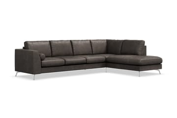Ocean Lyx 4-seters Høyrevendt L-formet Sjeselongsofa i Kunstlær - Mørk grå - Møbler - Sofaer - Sofaer med sjeselong - 4 seters sofa med divan