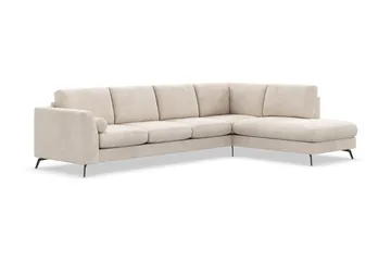Ocean Lyx 4-seters Høyrevendt L-formet Sjeselongsofa i Manchester - Beige - Møbler - Sofaer - Sofaer med sjeselong - 4 seters sofa med divan