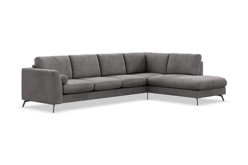 Ocean Lyx 4-seters Høyrevendt L-formet Sjeselongsofa i Manchester - Mørk grå - Møbler - Sofaer - Sofaer med sjeselong - 4 seters sofa med divan