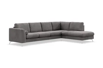 Ocean Lyx 4-seters Høyrevendt L-formet Sjeselongsofa i Manchester - Mørk grå - Møbler - Sofaer - Sofaer med sjeselong - 4 seters sofa med divan