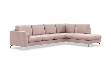 Ocean Lyx 4-seters Høyrevendt L-formet Sjeselongsofa i Manchester - Rosa - Møbler - Sofaer - Sofaer med sjeselong - 4 seters sofa med divan