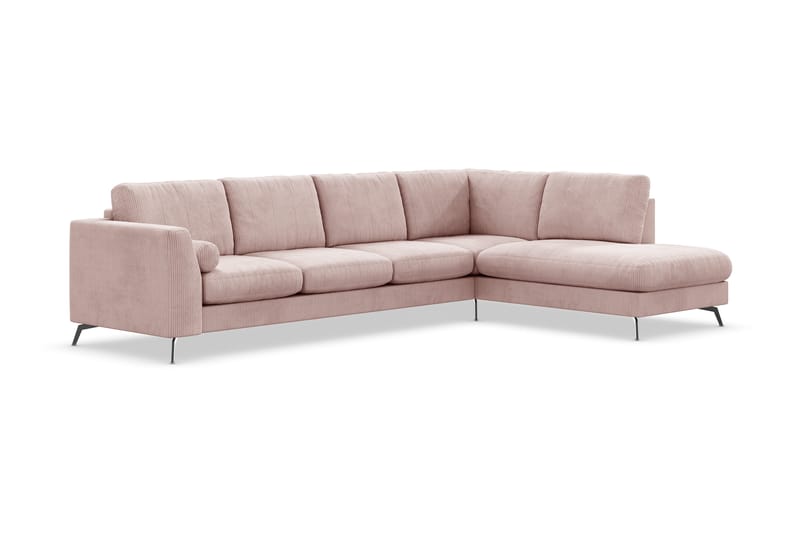 Ocean Lyx 4-seters Høyrevendt L-formet Sjeselongsofa i Manchester - Rosa - Møbler - Sofaer - Sofaer med sjeselong - 4 seters sofa med divan