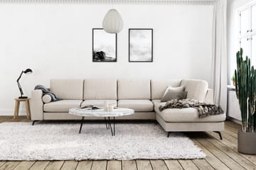 Ocean Lyx 4-seters Høyrevendt L-formet Sjeselongsofa i Stoff - Beige - Møbler - Sofaer - Sofaer med sjeselong - 4 seters sofa med divan