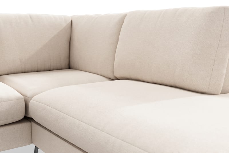 Ocean Lyx 4-seters Høyrevendt L-formet Sjeselongsofa i Stoff - Beige - Møbler - Sofaer - Sofaer med sjeselong - 4 seters sofa med divan