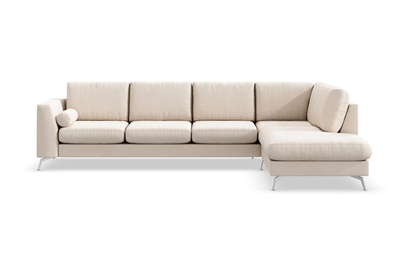 Ocean Lyx 4-seters Høyrevendt L-formet Sjeselongsofa i Stoff - Beige - Møbler - Sofaer - Sofaer med sjeselong - 4 seters sofa med divan