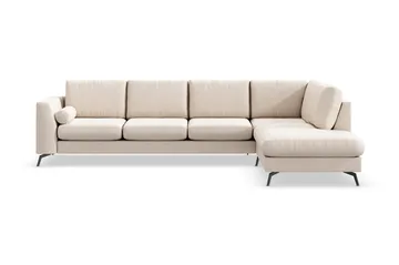 Ocean Lyx 4-seters Høyrevendt L-formet Sjeselongsofa i Stoff - Beige - Møbler - Sofaer - Sofaer med sjeselong - 4 seters sofa med divan