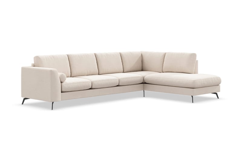 Ocean Lyx 4-seters Høyrevendt L-formet Sjeselongsofa i Stoff - Beige - Møbler - Sofaer - Sofaer med sjeselong - 4 seters sofa med divan