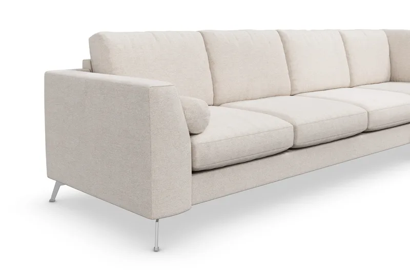Ocean Lyx 4-seters Høyrevendt L-formet Sjeselongsofa i Stoff - Beige - Møbler - Sofaer - Sofaer med sjeselong - 4 seters sofa med divan