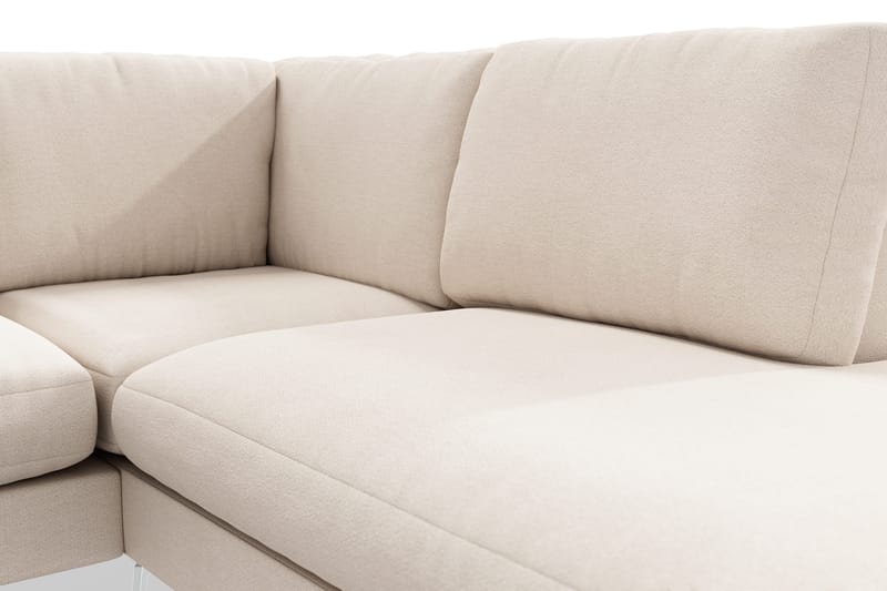 Ocean Lyx 4-seters Høyrevendt L-formet Sjeselongsofa i Stoff - Beige - Møbler - Sofaer - Sofaer med sjeselong - 4 seters sofa med divan