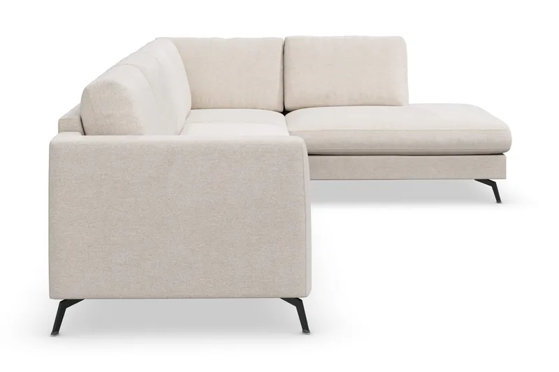 Ocean Lyx 4-seters Høyrevendt L-formet Sjeselongsofa i Stoff - Beige - Møbler - Sofaer - Sofaer med sjeselong - 4 seters sofa med divan