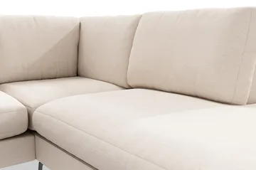 Ocean Lyx 4-seters Høyrevendt L-formet Sjeselongsofa i Stoff - Beige - Møbler - Sofaer - Sofaer med sjeselong - 4 seters sofa med divan