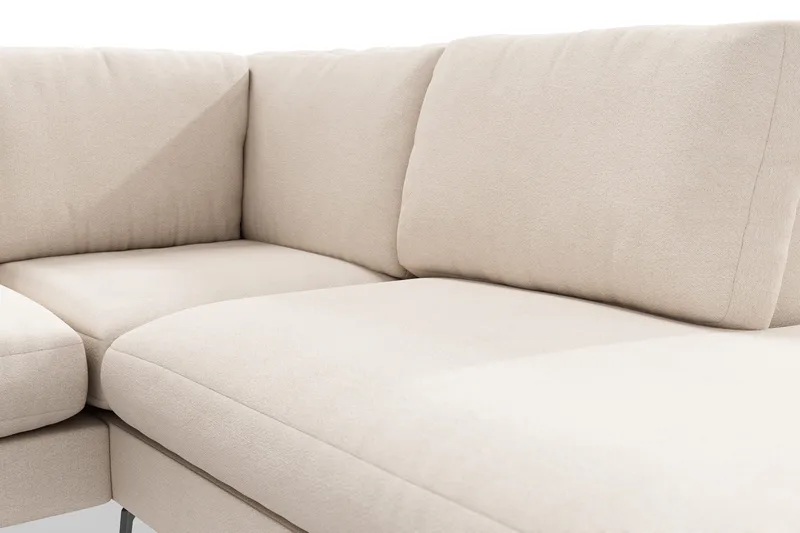 Ocean Lyx 4-seters Høyrevendt L-formet Sjeselongsofa i Stoff - Beige - Møbler - Sofaer - Sofaer med sjeselong - 4 seters sofa med divan