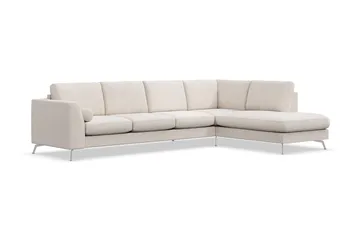 Ocean Lyx 4-seters Høyrevendt L-formet Sjeselongsofa i Stoff - Beige - Møbler - Sofaer - Sofaer med sjeselong - 4 seters sofa med divan