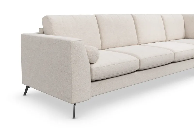 Ocean Lyx 4-seters Høyrevendt L-formet Sjeselongsofa i Stoff - Beige - Møbler - Sofaer - Sofaer med sjeselong - 4 seters sofa med divan