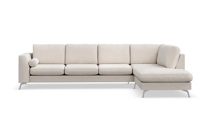 Ocean Lyx 4-seters Høyrevendt L-formet Sjeselongsofa i Stoff - Beige - Møbler - Sofaer - Sofaer med sjeselong - 4 seters sofa med divan