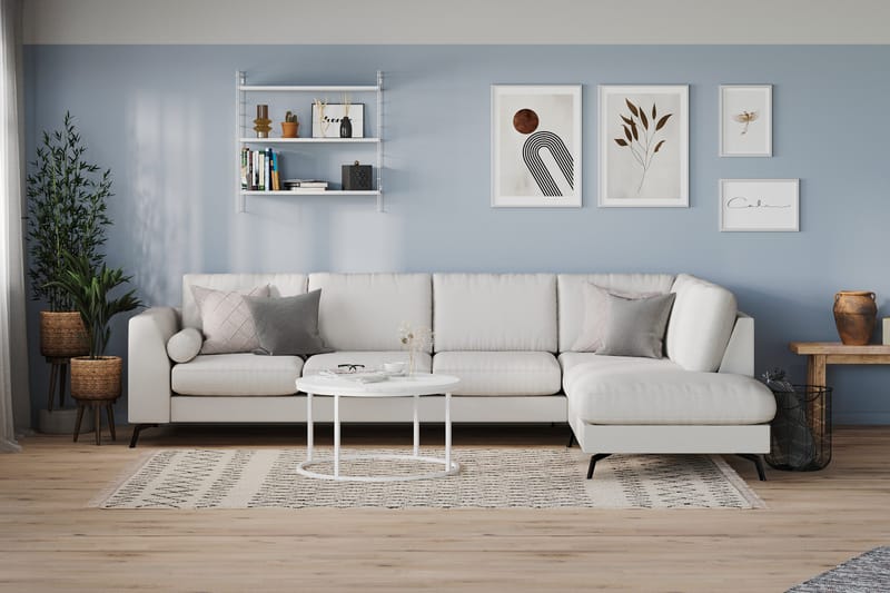 Ocean Lyx 4-seters Høyrevendt L-formet Sjeselongsofa i Stoff - Lys grå - Møbler - Sofaer - Sofaer med sjeselong - 4 seters sofa med divan