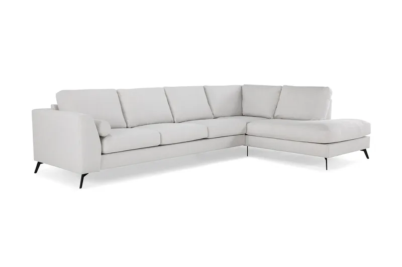 Ocean Lyx 4-seters Høyrevendt L-formet Sjeselongsofa i Stoff - Lys grå - Møbler - Sofaer - Sofaer med sjeselong - 4 seters sofa med divan