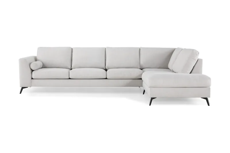 Ocean Lyx 4-seters Høyrevendt L-formet Sjeselongsofa i Stoff - Lys grå - Møbler - Sofaer - Sofaer med sjeselong - 4 seters sofa med divan