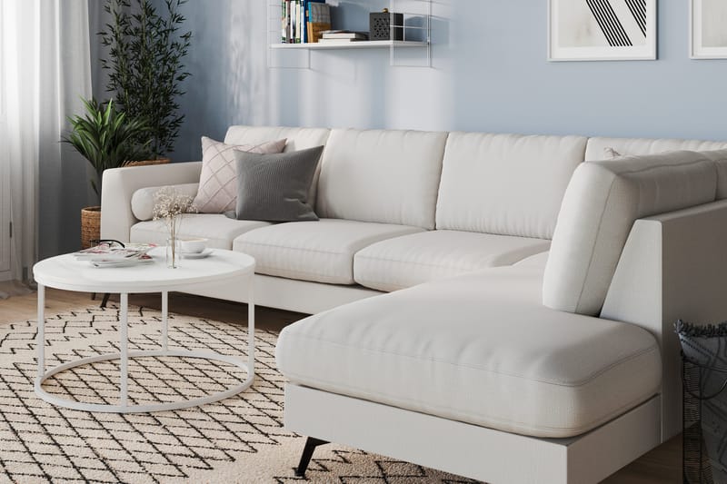 Ocean Lyx 4-seters Høyrevendt L-formet Sjeselongsofa i Stoff - Lys grå - Møbler - Sofaer - Sofaer med sjeselong - 4 seters sofa med divan