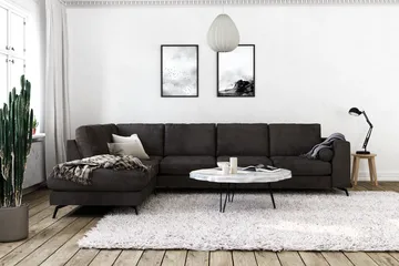 Ocean Lyx 4-seters Venstrevendt L-formet Sjeselongsofa i Fløyel - Mørk grå - Møbler - Sofaer - Sofaer med sjeselong - 4 seters sofa med divan
