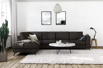 Ocean Lyx 4-seters Venstrevendt L-formet Sjeselongsofa i Fløyel - Mørk grå - Møbler - Sofaer - Sofaer med sjeselong - 4 seters sofa med divan