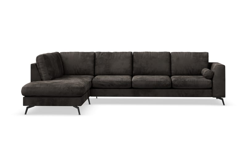 Ocean Lyx 4-seters Venstrevendt L-formet Sjeselongsofa i Fløyel - Mørk grå - Møbler - Sofaer - Sofaer med sjeselong - 4 seters sofa med divan