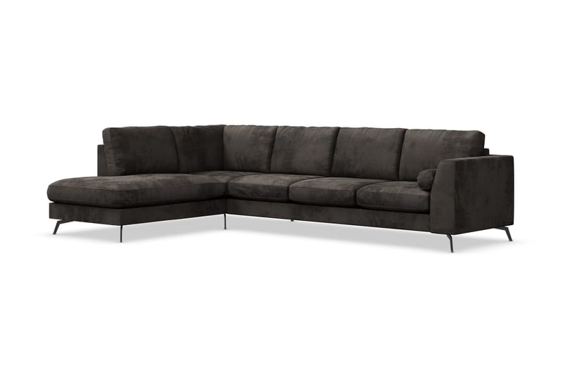 Ocean Lyx 4-seters Venstrevendt L-formet Sjeselongsofa i Fløyel - Mørk grå - Møbler - Sofaer - Sofaer med sjeselong - 4 seters sofa med divan