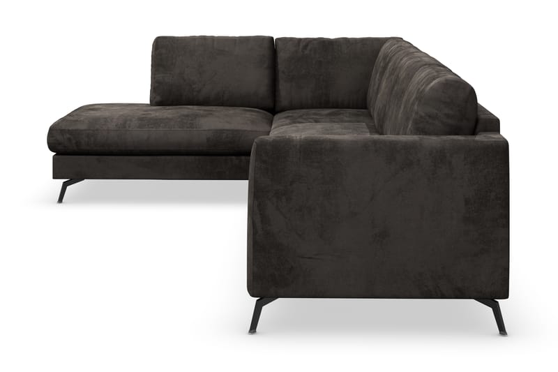 Ocean Lyx 4-seters Venstrevendt L-formet Sjeselongsofa i Fløyel - Mørk grå - Møbler - Sofaer - Sofaer med sjeselong - 4 seters sofa med divan