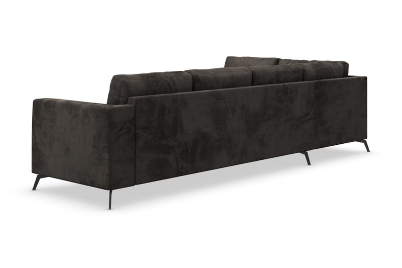 Ocean Lyx 4-seters Venstrevendt L-formet Sjeselongsofa i Fløyel - Mørk grå - Møbler - Sofaer - Sofaer med sjeselong - 4 seters sofa med divan