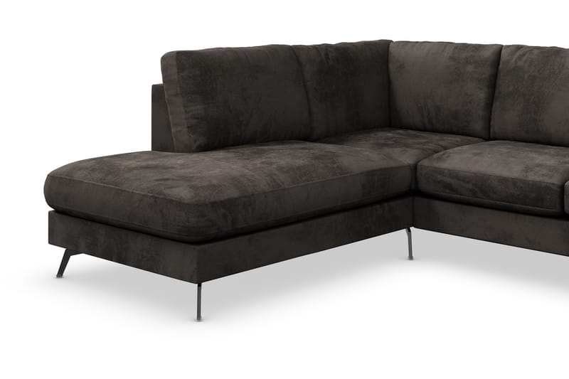 Ocean Lyx 4-seters Venstrevendt L-formet Sjeselongsofa i Fløyel - Mørk grå - Møbler - Sofaer - Sofaer med sjeselong - 4 seters sofa med divan