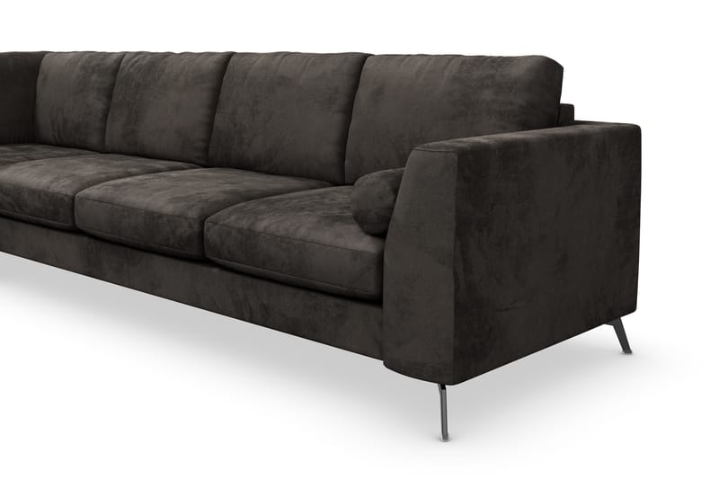Ocean Lyx 4-seters Venstrevendt L-formet Sjeselongsofa i Fløyel - Mørk grå - Møbler - Sofaer - Sofaer med sjeselong - 4 seters sofa med divan