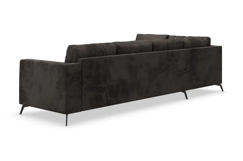 Ocean Lyx 4-seters Venstrevendt L-formet Sjeselongsofa i Fløyel - Mørk grå - Møbler - Sofaer - Sofaer med sjeselong - 4 seters sofa med divan