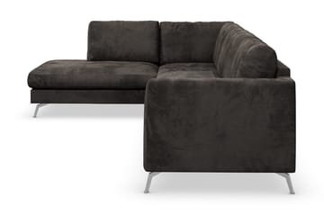 Ocean Lyx 4-seters Venstrevendt L-formet Sjeselongsofa i Fløyel - Mørk grå - Møbler - Sofaer - Sofaer med sjeselong - 4 seters sofa med divan