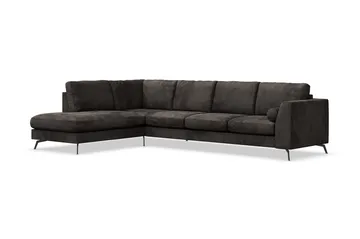 Ocean Lyx 4-seters Venstrevendt L-formet Sjeselongsofa i Fløyel - Mørk grå - Møbler - Sofaer - Sofaer med sjeselong - 4 seters sofa med divan