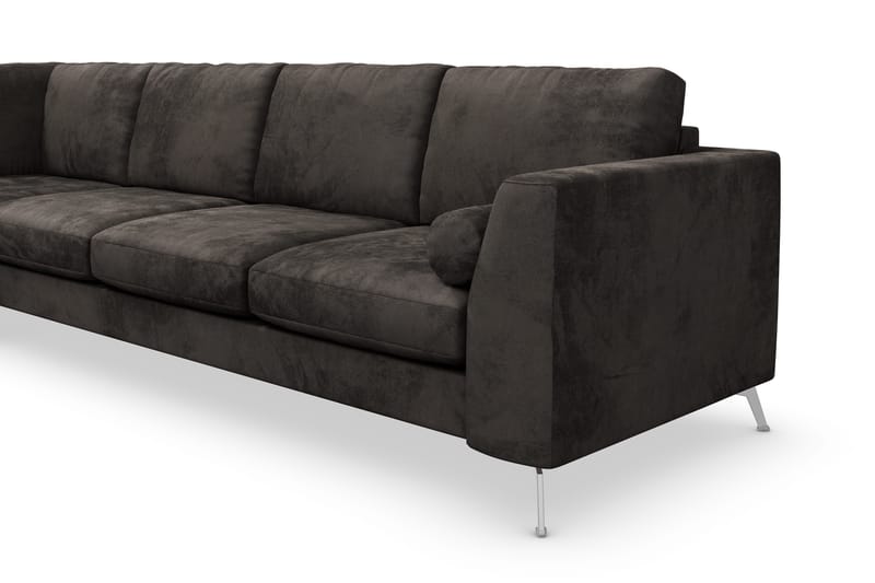 Ocean Lyx 4-seters Venstrevendt L-formet Sjeselongsofa i Fløyel - Mørk grå - Møbler - Sofaer - Sofaer med sjeselong - 4 seters sofa med divan