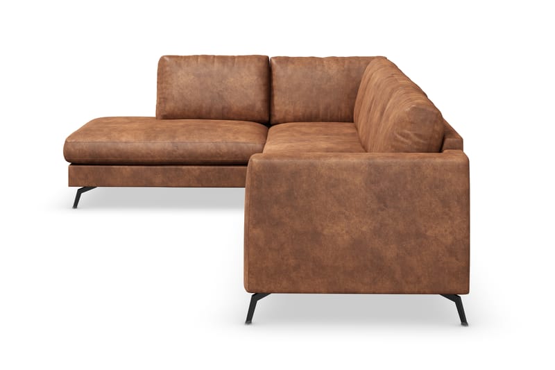 Ocean Lyx 4-seters Venstrevendt L-formet Sjeselongsofa i Kunstlær - Brun - Møbler - Sofaer - Sofaer med sjeselong - 4 seters sofa med divan
