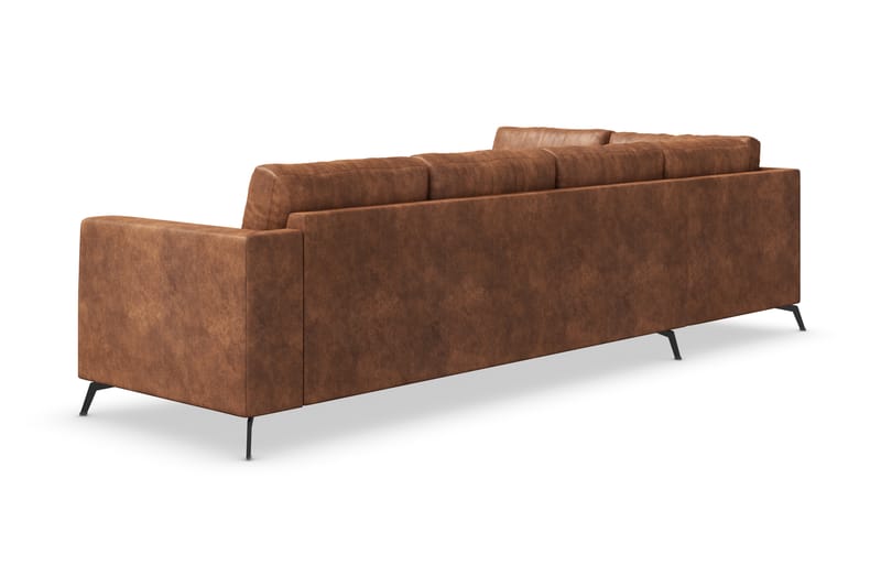 Ocean Lyx 4-seters Venstrevendt L-formet Sjeselongsofa i Kunstlær - Brun - Møbler - Sofaer - Sofaer med sjeselong - 4 seters sofa med divan