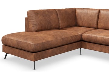 Ocean Lyx 4-seters Venstrevendt L-formet Sjeselongsofa i Kunstlær - Brun - Møbler - Sofaer - Sofaer med sjeselong - 4 seters sofa med divan