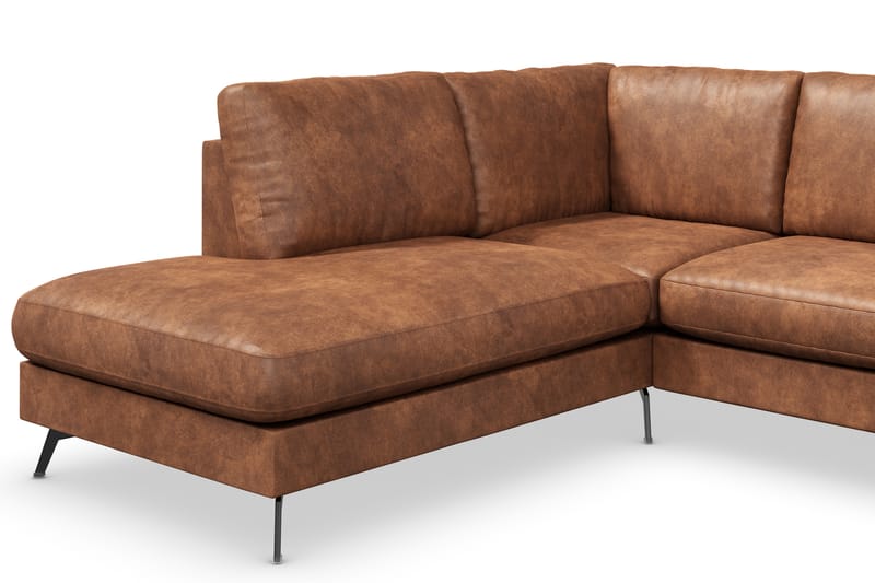Ocean Lyx 4-seters Venstrevendt L-formet Sjeselongsofa i Kunstlær - Brun - Møbler - Sofaer - Sofaer med sjeselong - 4 seters sofa med divan
