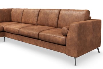 Ocean Lyx 4-seters Venstrevendt L-formet Sjeselongsofa i Kunstlær - Brun - Møbler - Sofaer - Sofaer med sjeselong - 4 seters sofa med divan