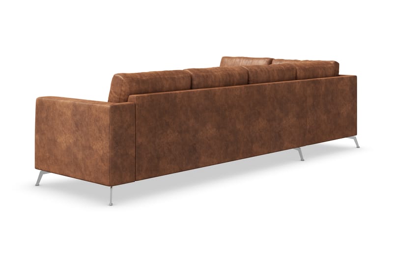 Ocean Lyx 4-seters Venstrevendt L-formet Sjeselongsofa i Kunstlær - Brun - Møbler - Sofaer - Sofaer med sjeselong - 4 seters sofa med divan