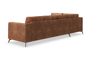 Ocean Lyx 4-seters Venstrevendt L-formet Sjeselongsofa i Kunstlær - Brun - Møbler - Sofaer - Sofaer med sjeselong - 4 seters sofa med divan