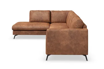 Ocean Lyx 4-seters Venstrevendt L-formet Sjeselongsofa i Kunstlær - Brun - Møbler - Sofaer - Sofaer med sjeselong - 4 seters sofa med divan