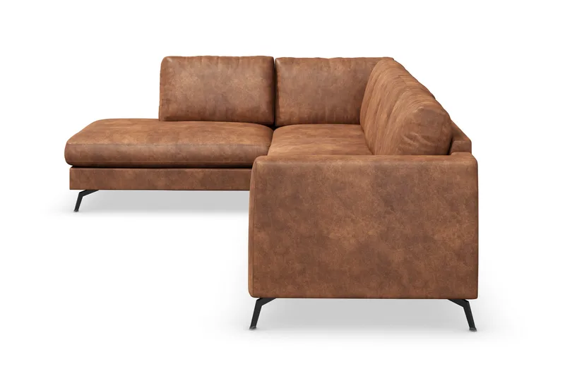 Ocean Lyx 4-seters Venstrevendt L-formet Sjeselongsofa i Kunstlær - Brun - Møbler - Sofaer - Sofaer med sjeselong - 4 seters sofa med divan