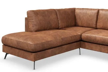 Ocean Lyx 4-seters Venstrevendt L-formet Sjeselongsofa i Kunstlær - Brun - Møbler - Sofaer - Sofaer med sjeselong - 4 seters sofa med divan